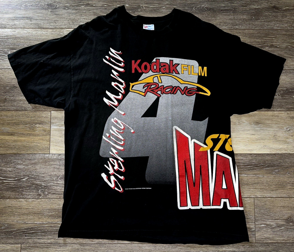 VTG 1997 Nascar Shirt *FULL GRAPHIC WRAPAROUND* Black Sterling Marlin Mens XXL